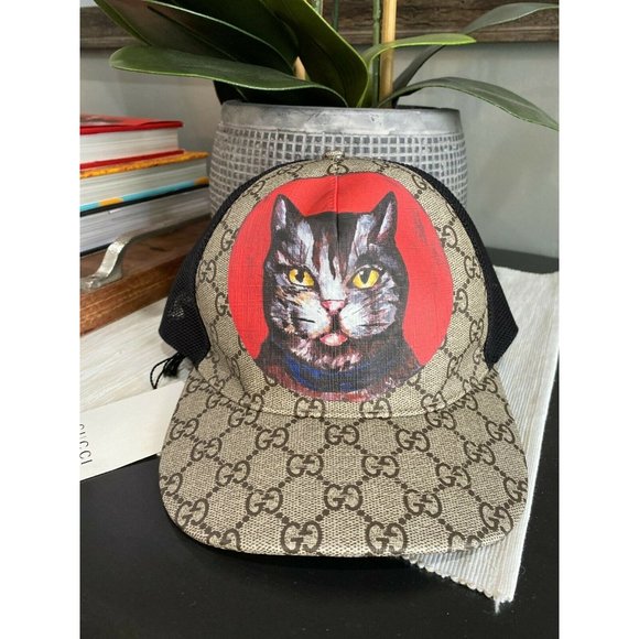 NEW Gucci GG Supreme Angry Cat Baseball Cap Hat - Picture 5 of 12